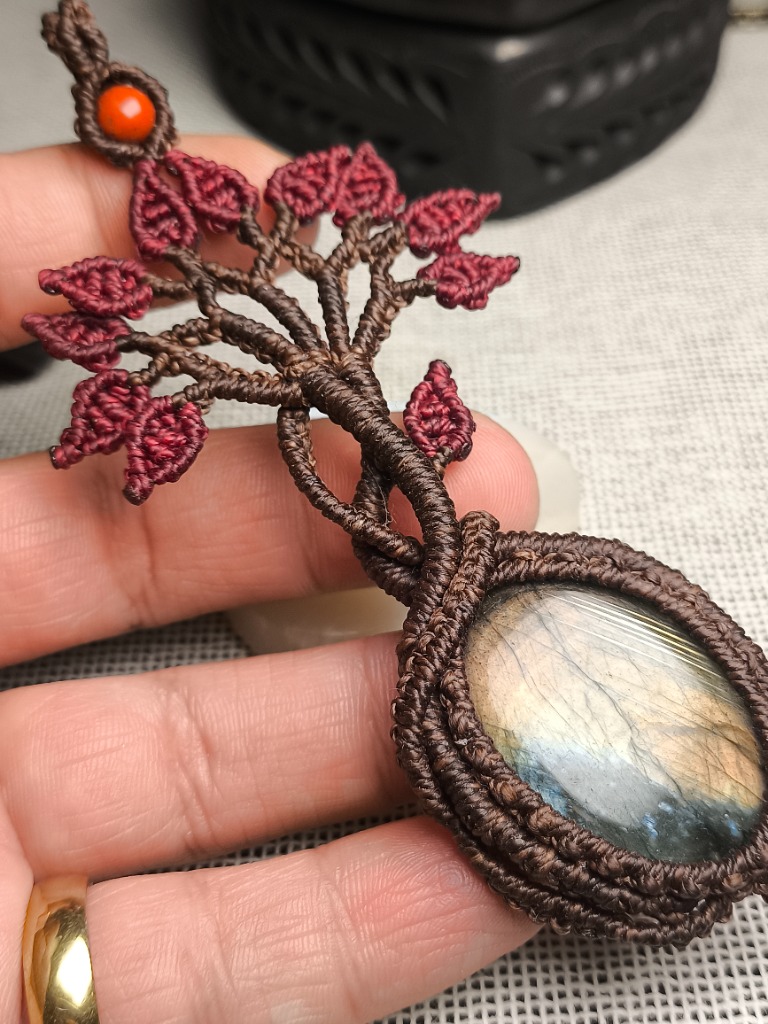 Orange Labradorite Tree Necklace